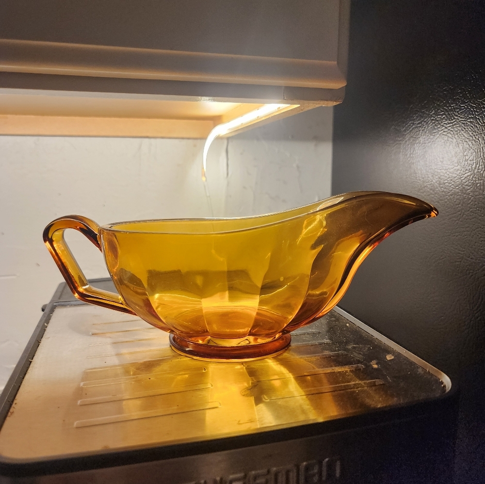 Amber Glass Gravy Boat